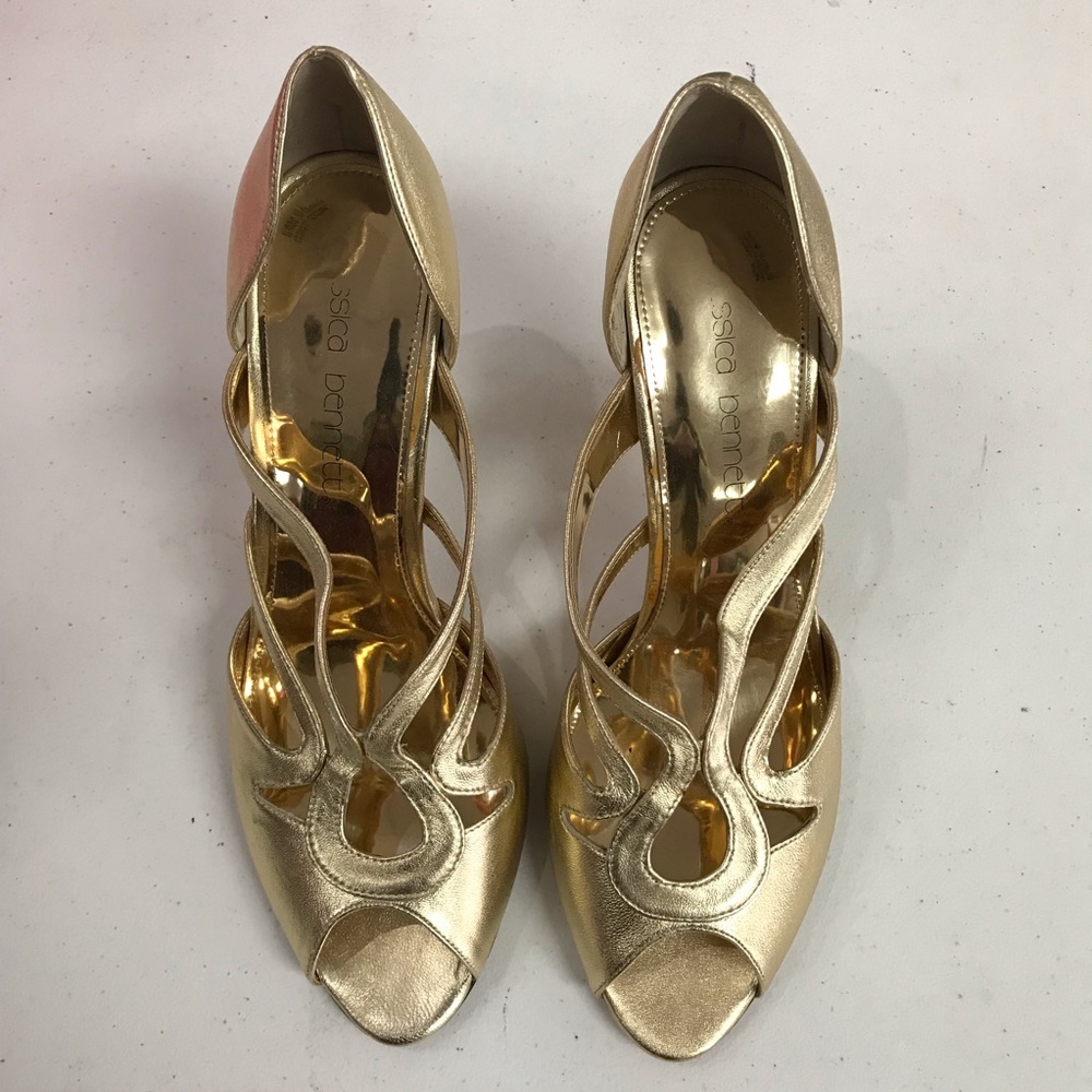 Jessica Bennett Plato Gold Heels